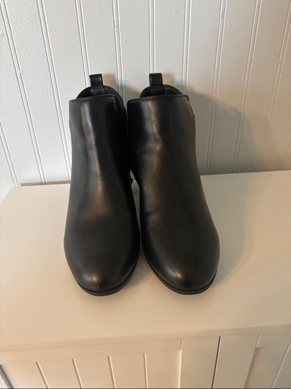 Black Leather Ankle Booties size 10w - Picture 4 of 8